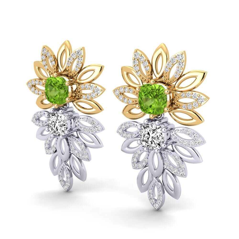 9ct White & Yellow Gold Peridot Women's Earring Agrafina