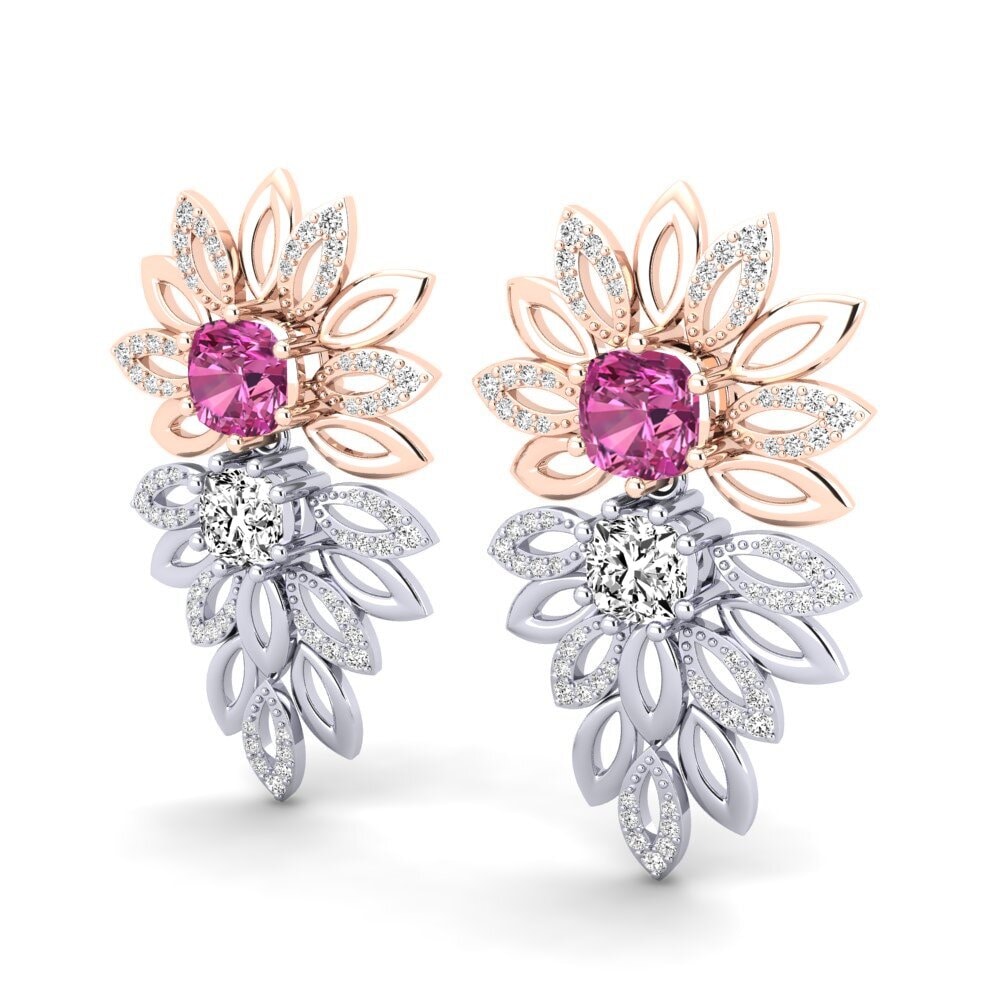 14k Oro Blanco & Rosa Topacio Rosa Pendiente de mujer Agrafina