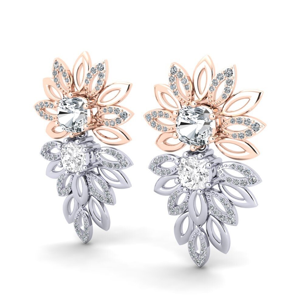 14ct White & Rose Gold White Zircon Women's Earring Agrafina