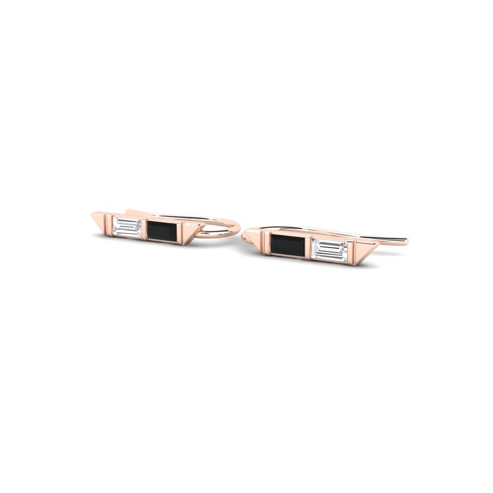 14k Rose Gold Black Sapphire Women's Earring Agrigento