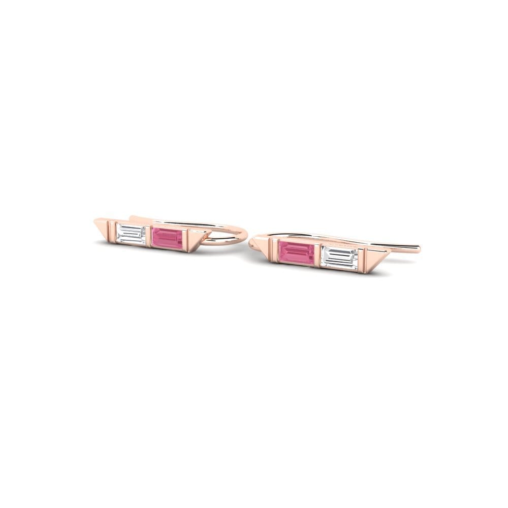 14k Rose Gold Pink Sapphire Women's Earring Agrigento