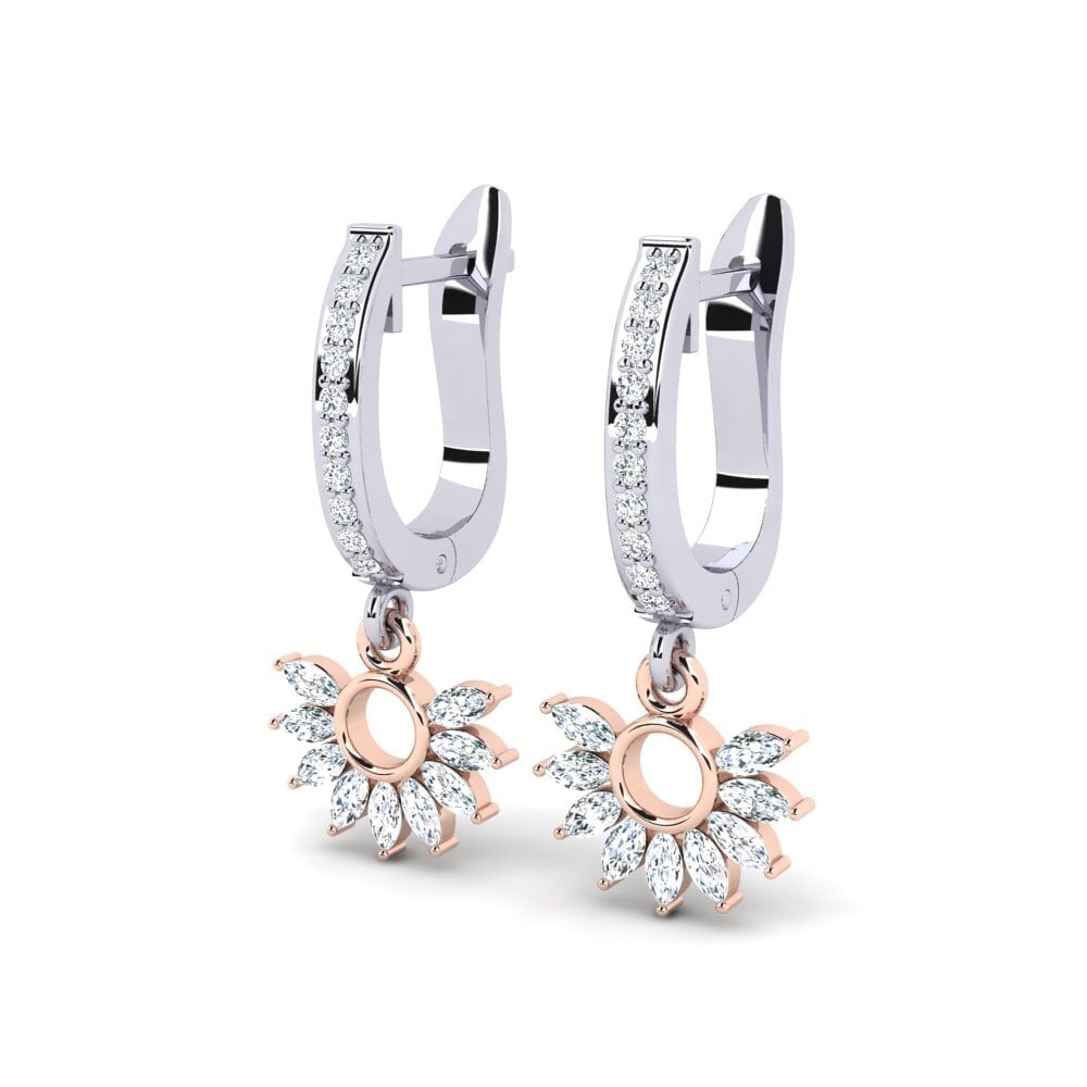 18ct White & Rose Gold Marquise Women's Earring Aguentyx