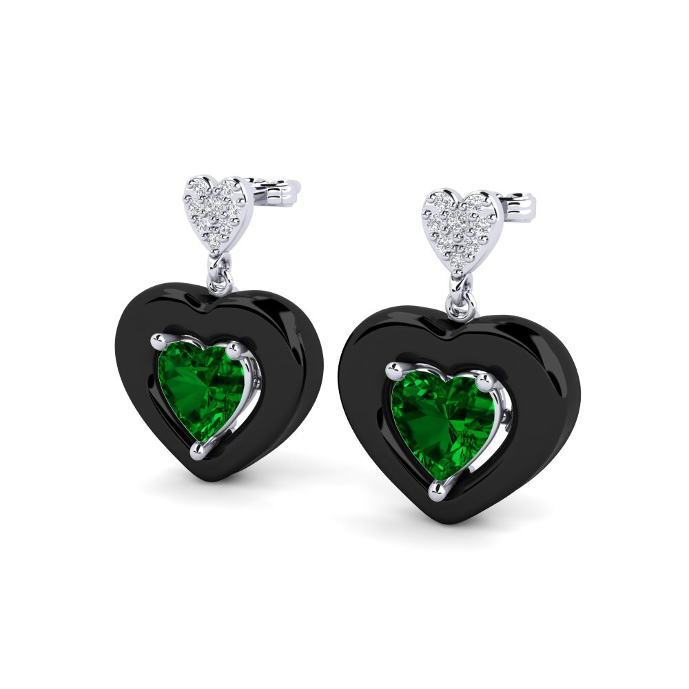 White Silver Green Zirconia Women's Earring Aguinaga