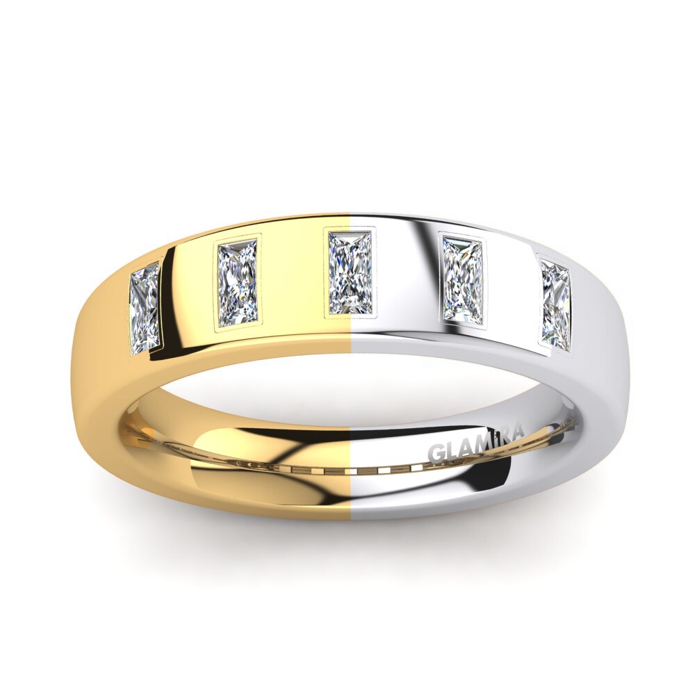 Anello A Fascia In Oro Bianco Con Diamanti - An