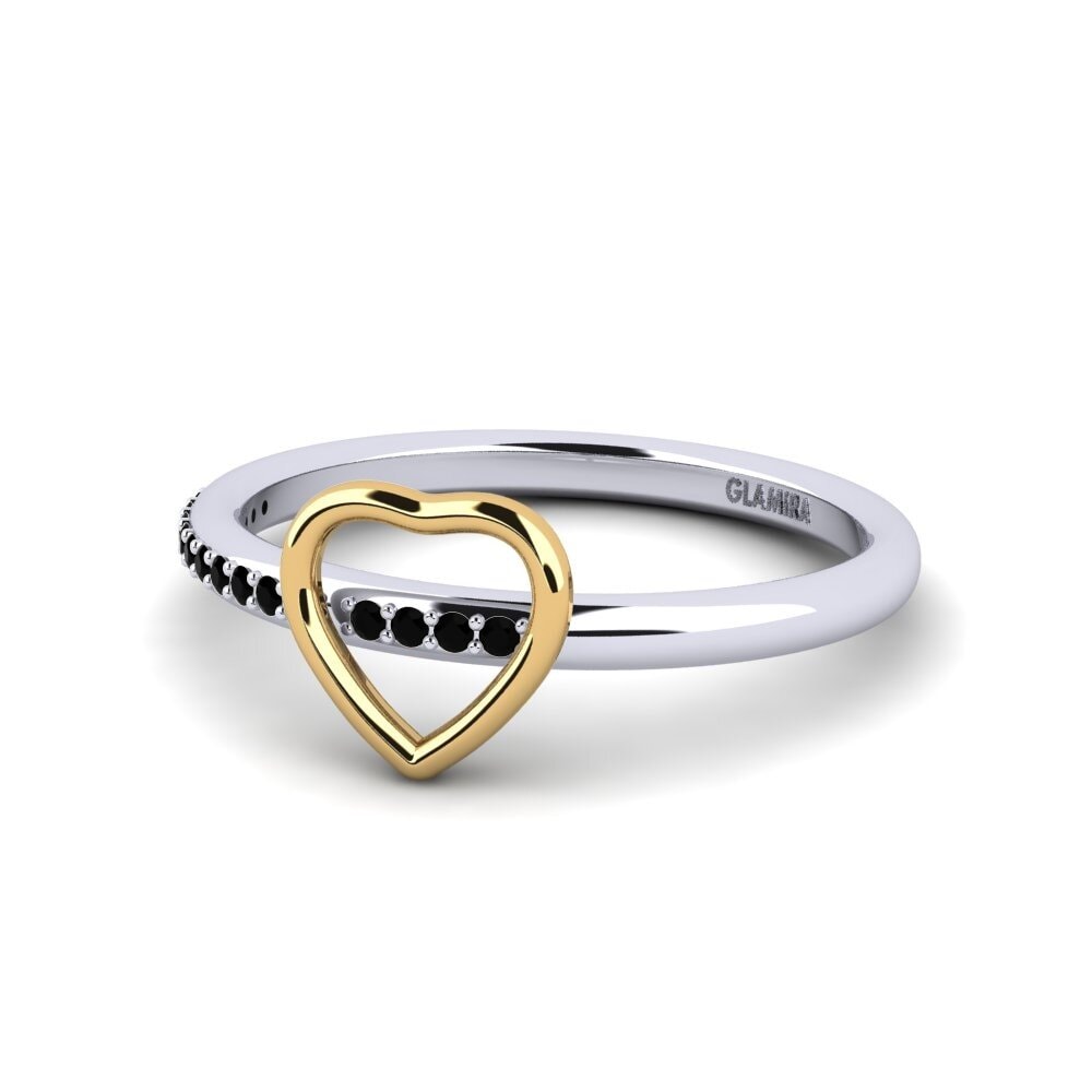 9ct White & Yellow Gold Black Onyx Ring Ahsal
