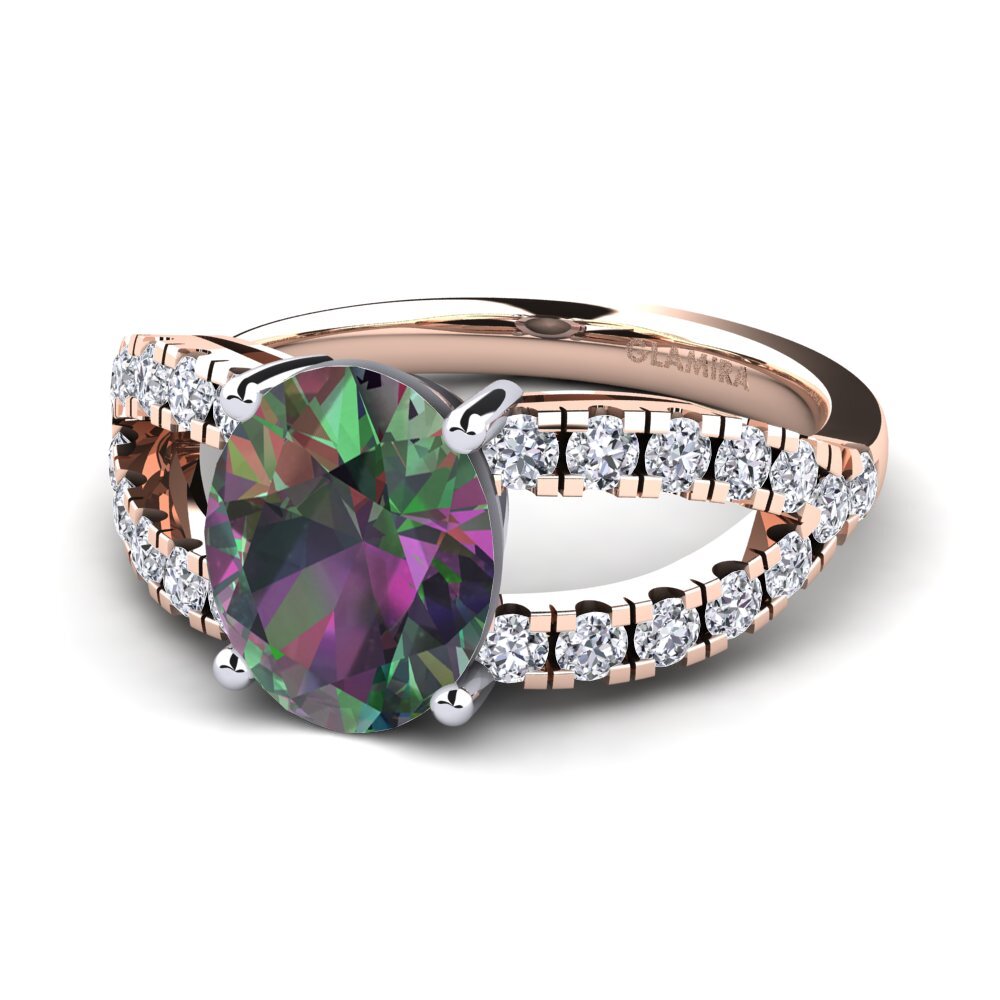9ct Rose & White Gold Mystic Topaz Engagement Ring Aida