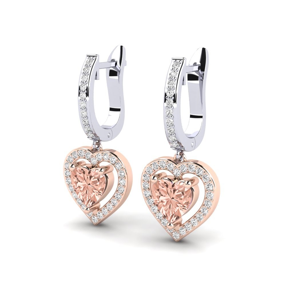 14ct White & Rose Gold Morganite Women's Earring Aigrefeuille