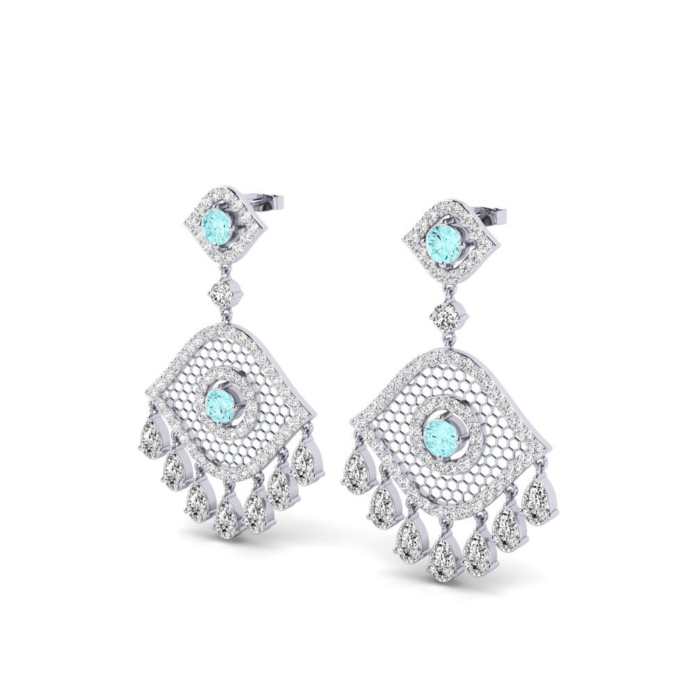 Aigue-marine Boucle d'oreille femme Aile