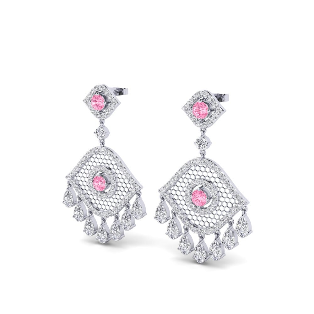 Safira Rosa Brincos Feminino Aile