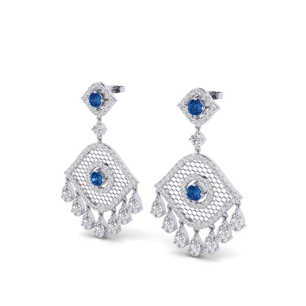 Zircônia azul escuro Brincos Feminino Aile
