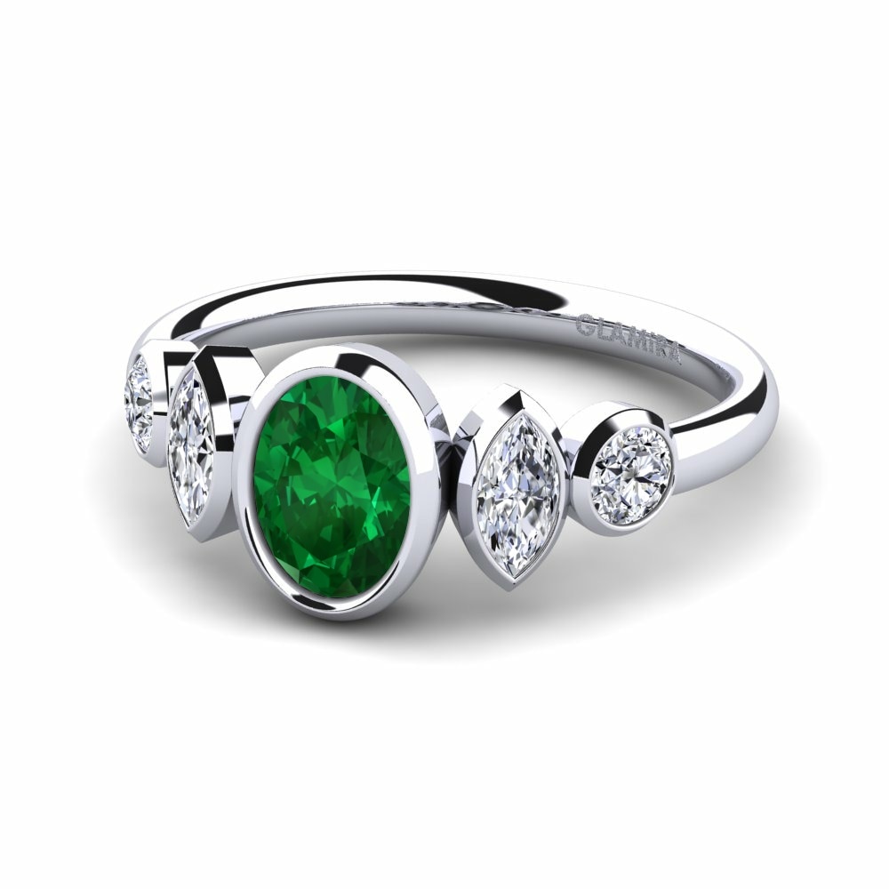 Nhẫn Đính hôn Đá Emerald (Đá nhân tạo) 3 & 5 Stones