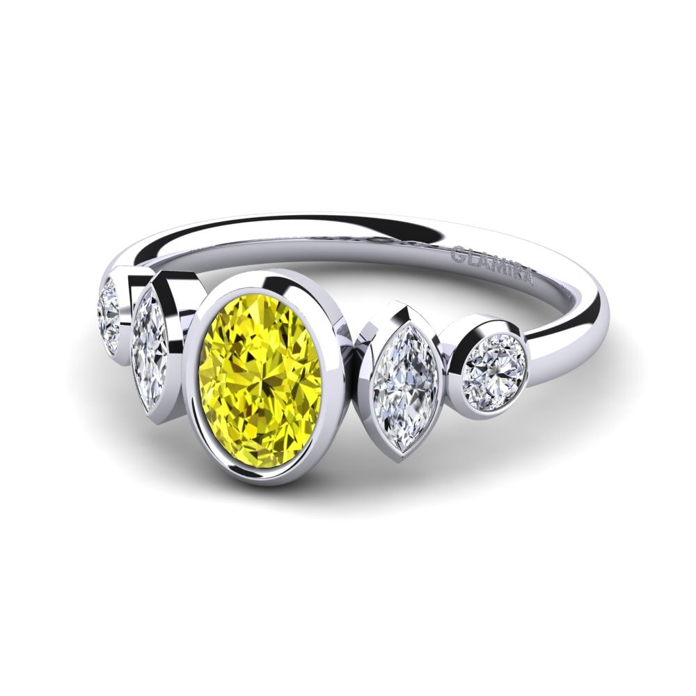 Diamante Amarelo Anel de Noivado Ailesse
