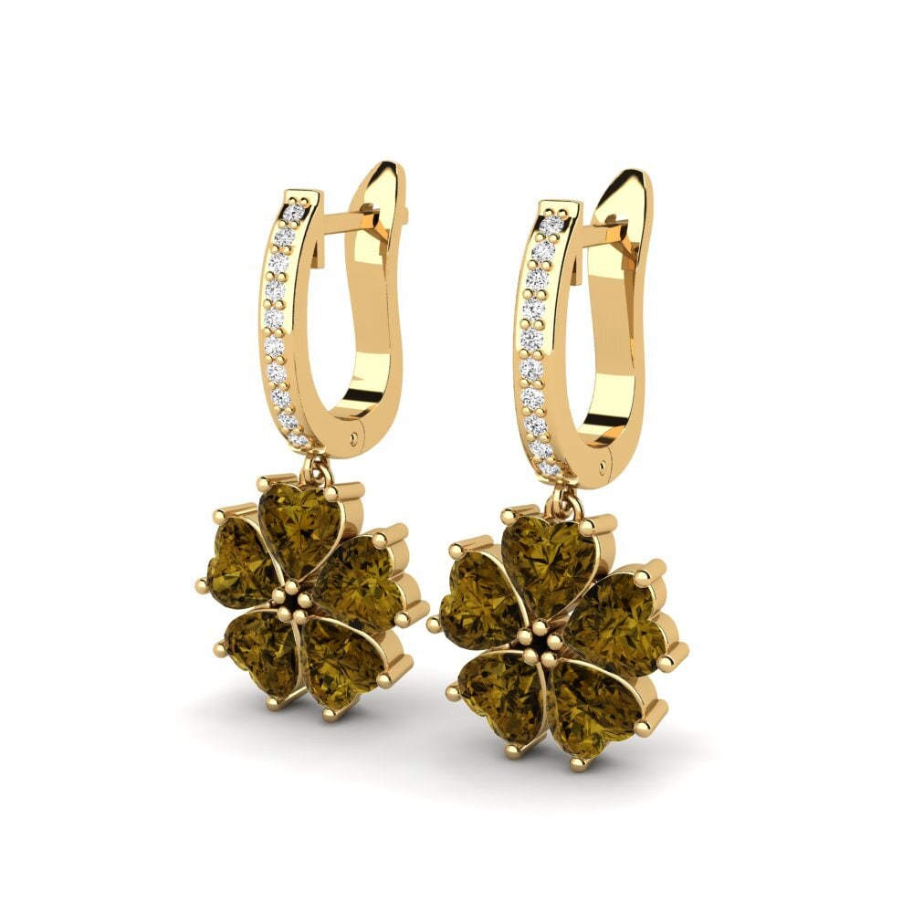 Đá Zircon Nâu Bông tai nữ Ainh