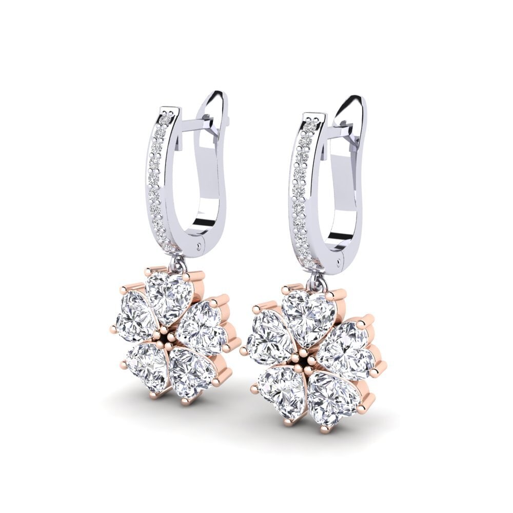 9k Oro Blanco & Rosa Pendiente de mujer Ainh