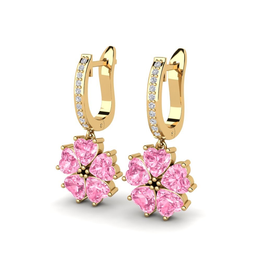 Đá Sapphire Hồng Bông tai nữ Ainh