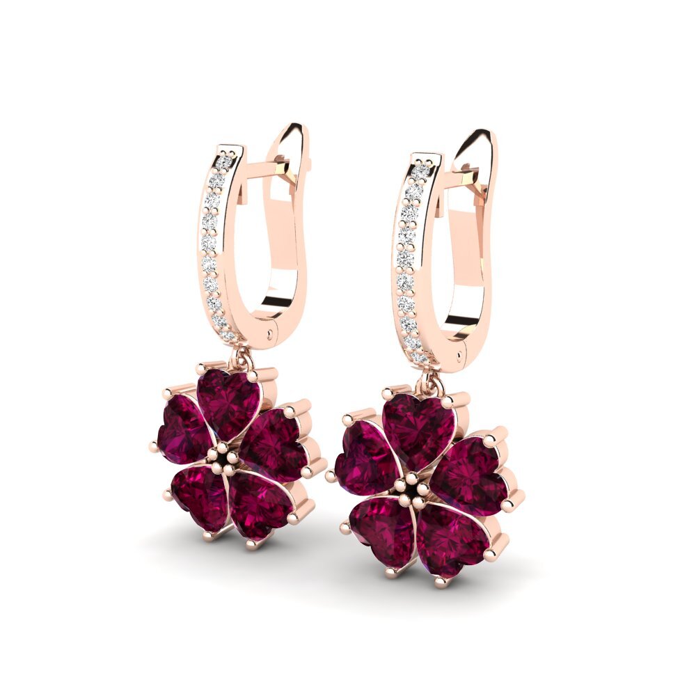 14k Oro Rosa Granate Rhodolite Pendiente de mujer Ainh