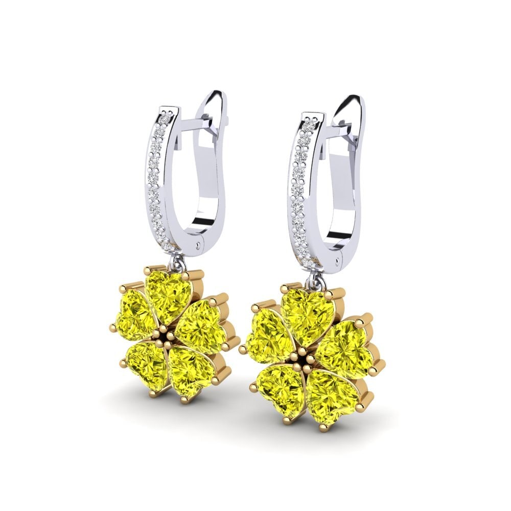 14ct White / Yellow Gold Yellow Diamond Women's Earring Ainh