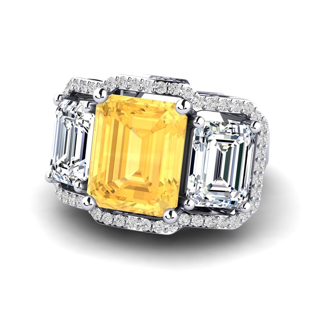 White Silver Citrine Engagement Ring Aithen