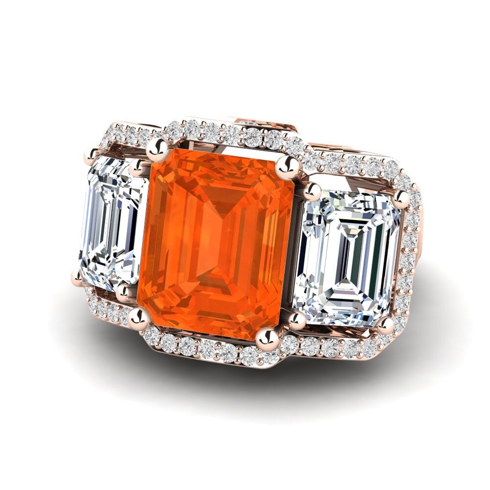 9k Rose Gold Fire-Opal Engagement Ring Aithen