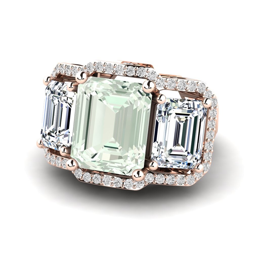 9k Rose Gold Green Amethyst Engagement Ring Aithen