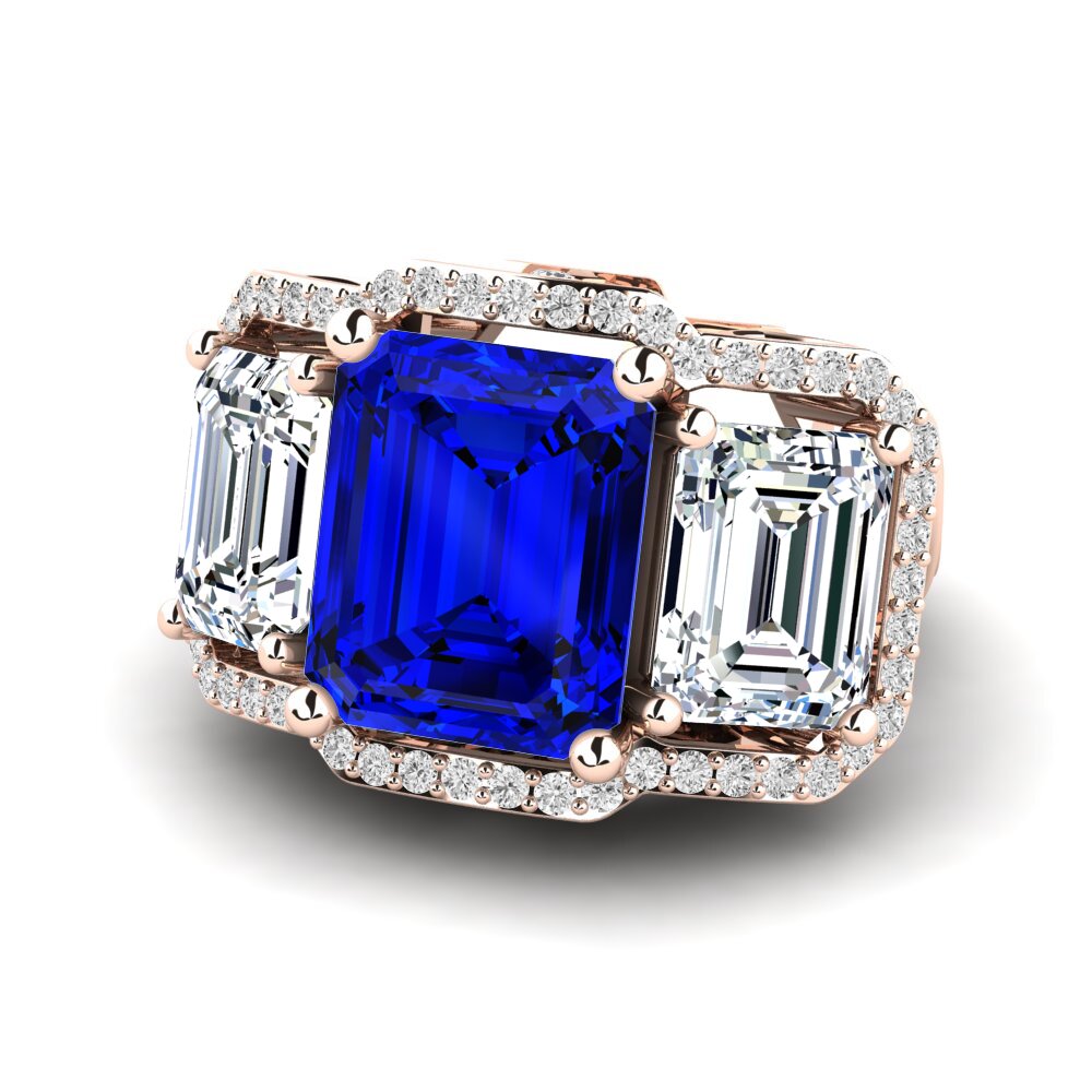 9k Rose Gold Sapphire (Lab Created) Engagement Ring Aithen
