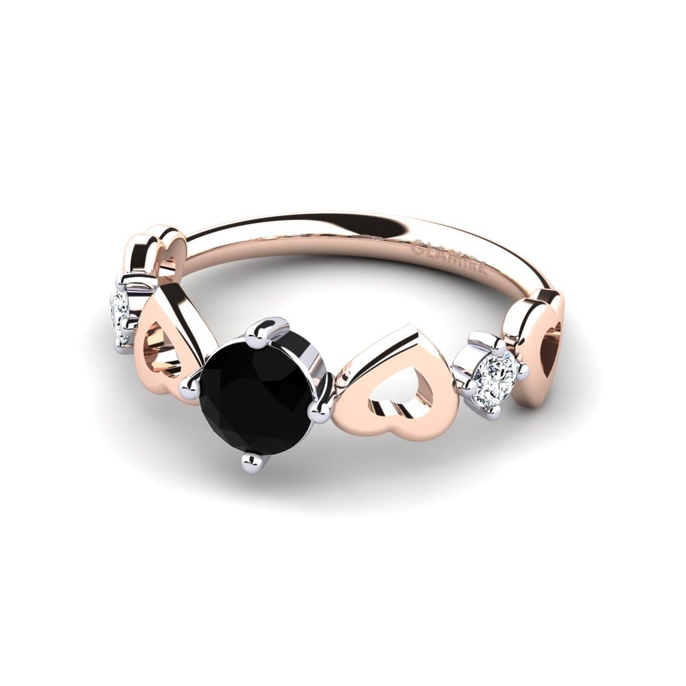 9ct Rose & White Gold Black Diamond Women's Ring Aizaya