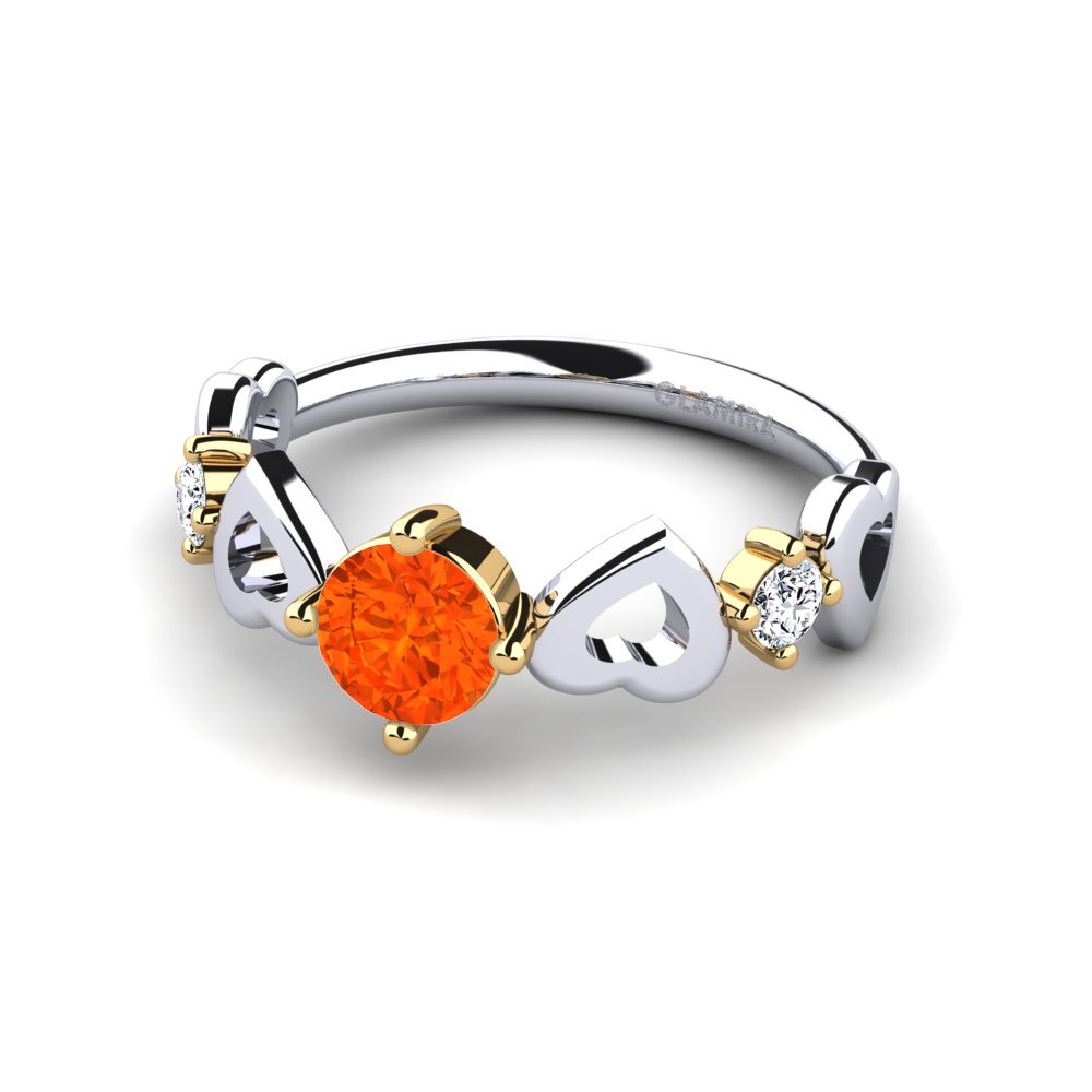 9ct White & Yellow Gold Fire Opal Women's Ring Aizaya