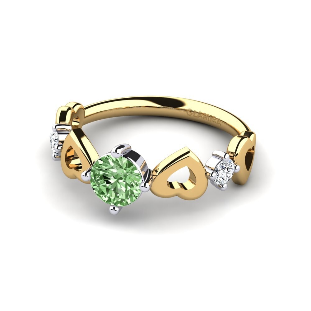 18ct Yellow & White Gold Green Diamond Women's Ring Aizaya