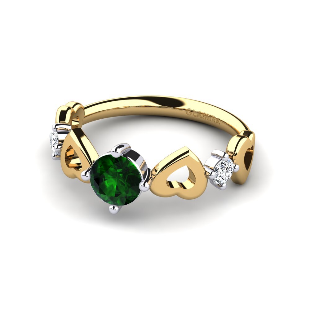 14ct Yellow & White Gold Green Tourmaline Women's Ring Aizaya