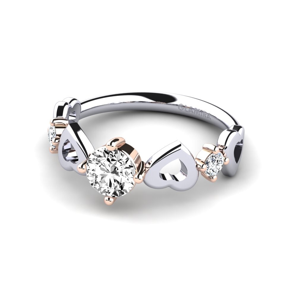 14k Oro Blanco & Rosa Moissanita Anillo de Mujer Aizaya