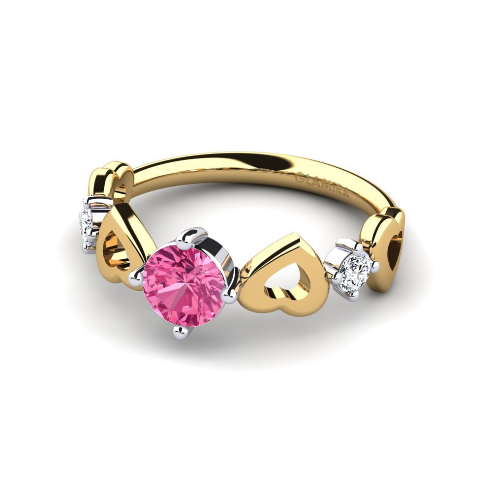 14ct Yellow & White Gold Pink Tourmaline Women's Ring Aizaya