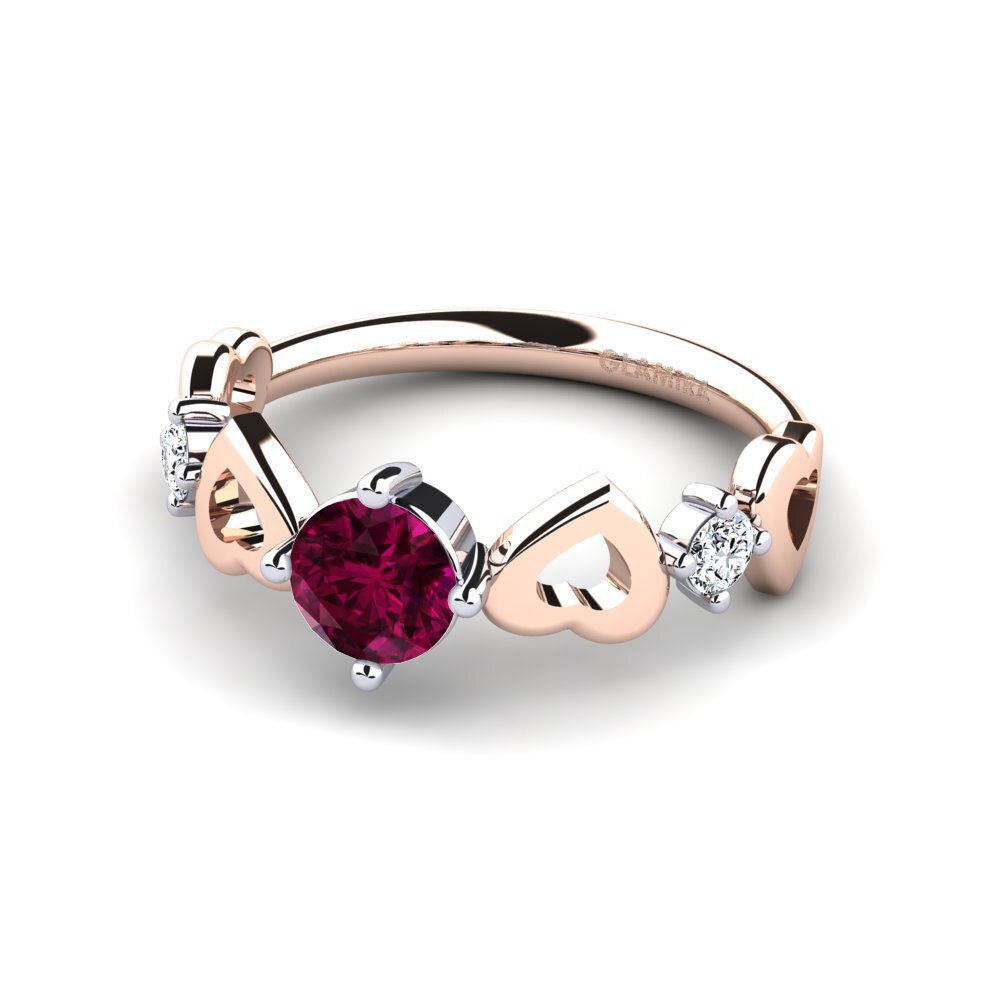 18ct Rose & White Gold Rhodolite Garnet Women's Ring Aizaya