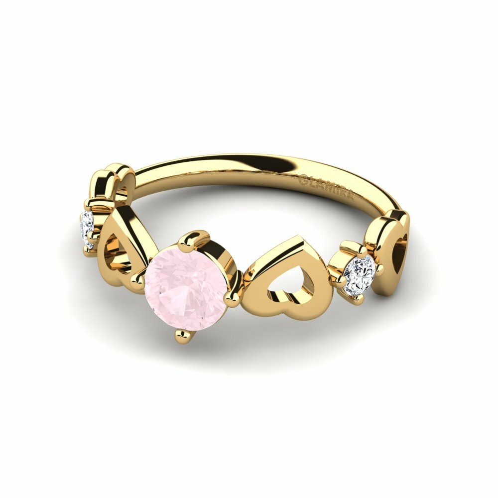 Bagues Or Jaune 18k Quartz Rose Cœur