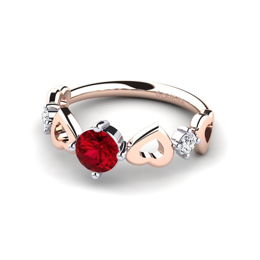 9ct Rose & White Gold Red Zirconia Women's Ring Aizaya
