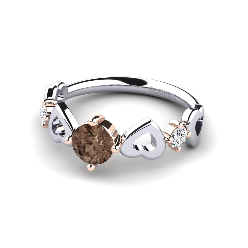 9ct White & Rose Gold Smoky Quartz Women's Ring Aizaya