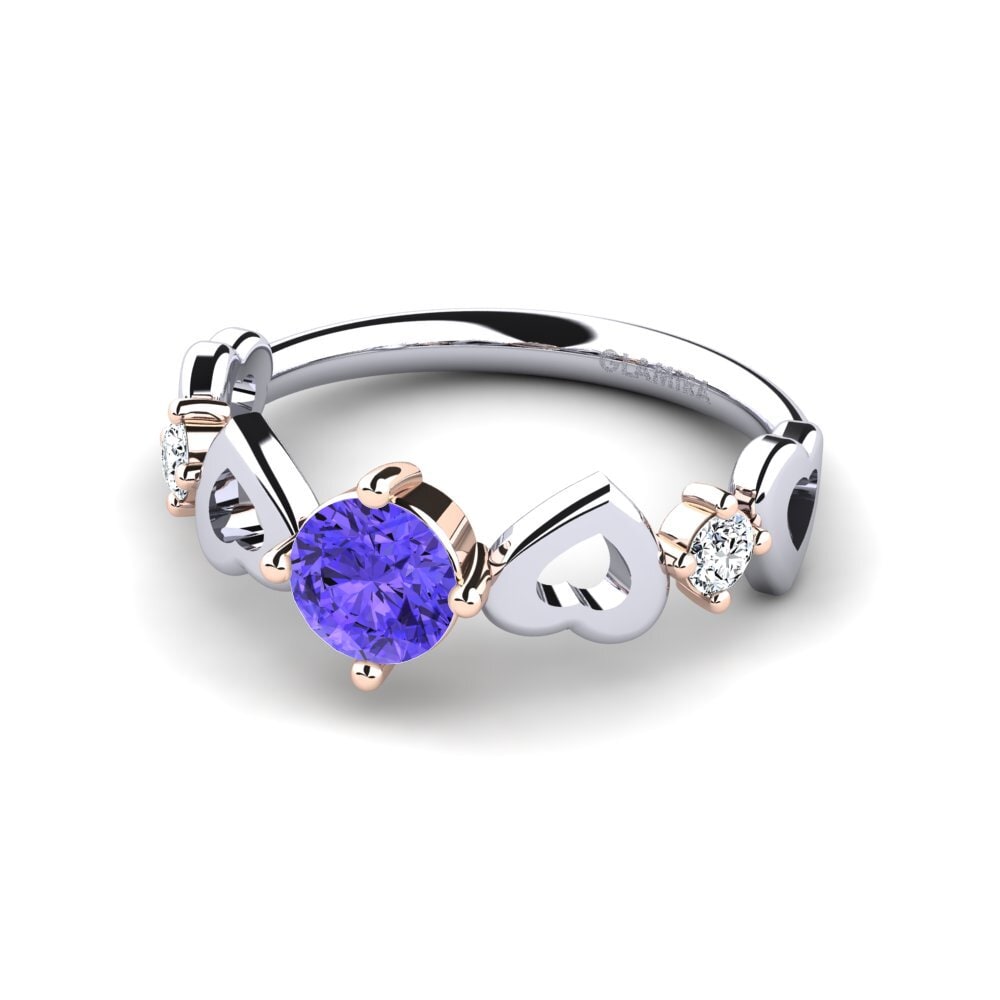 14ct White & Rose Gold Tanzanite Women's Ring Aizaya