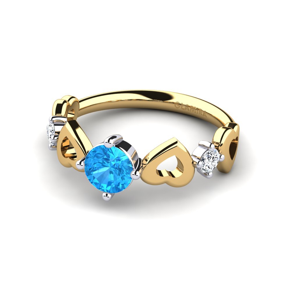 18ct Yellow & White Gold Blue Topaz Women's Ring Aizaya