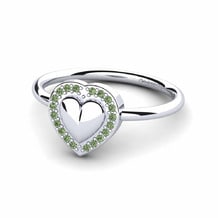 Corazón Diamante Verde Anillos de compromiso