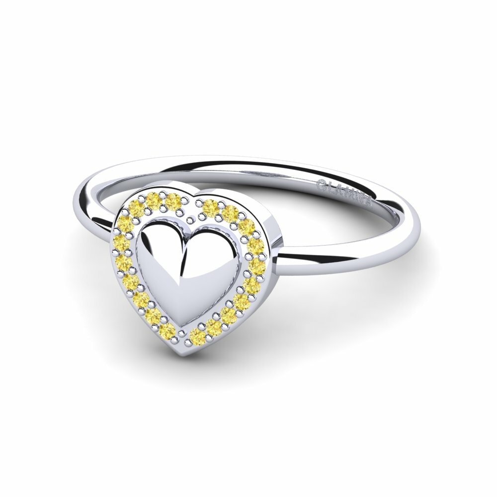 Heart Yellow Sapphire Engagement Rings