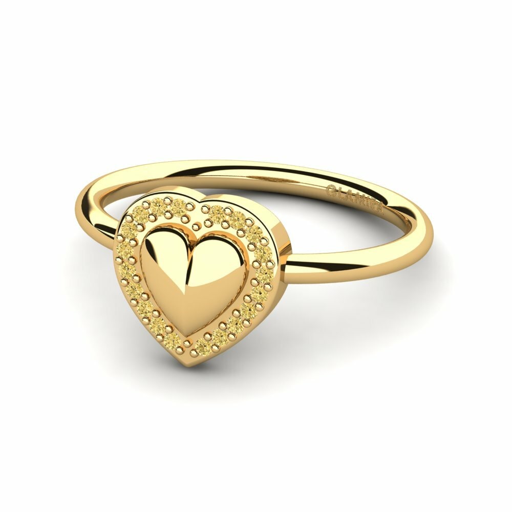 Bagues Or Jaune 18k Diamant Jaune Cœur