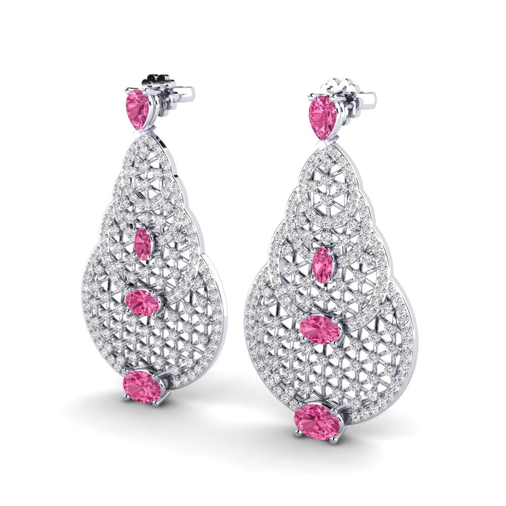 Platino 950 Turmalina rosa Pendiente de mujer Akaneta