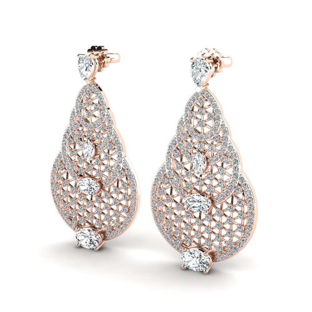 14k Oro Rosa Circón Blanco Pendiente de mujer Akaneta