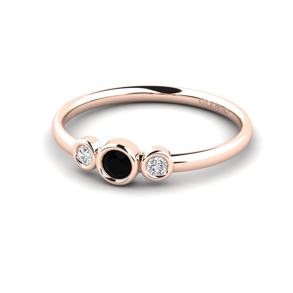 14ct Rose Gold Black Onyx Engagement Ring Akee
