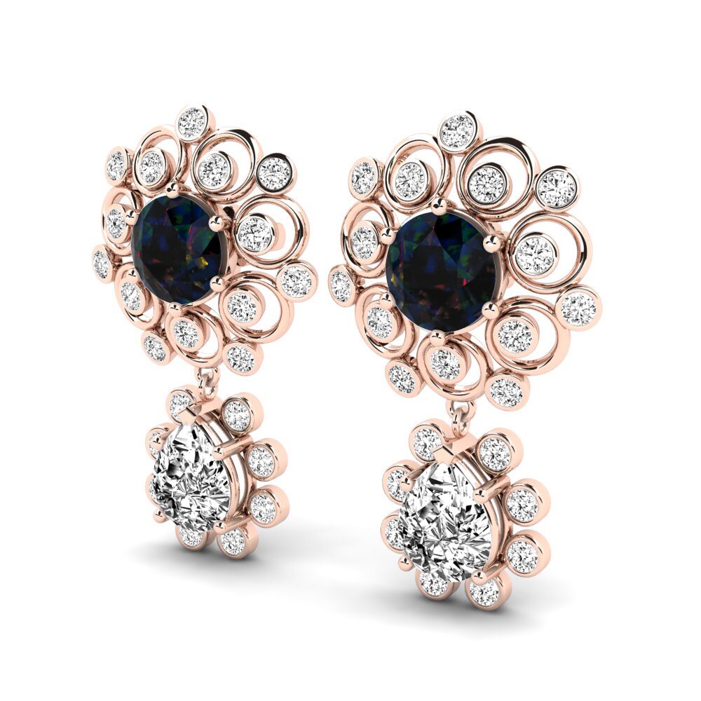 18ct Rose Gold Black Opal Women's Earring Akulina