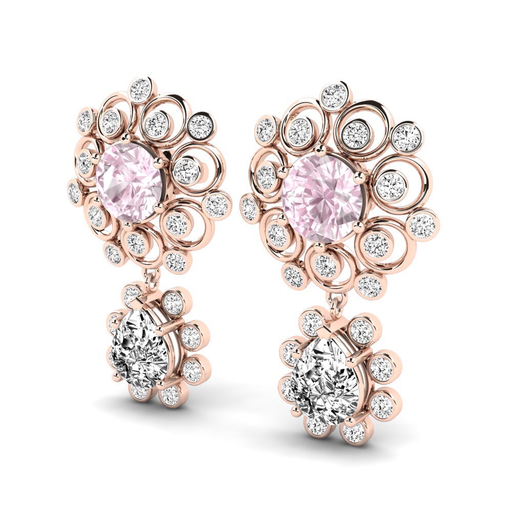 9k Oro Rosa Kunzite Pendiente de mujer Akulina