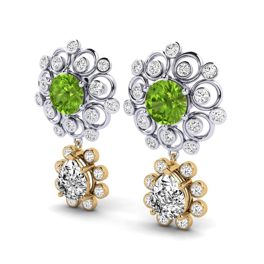 9ct White & Yellow Gold Peridot Women's Earring Akulina