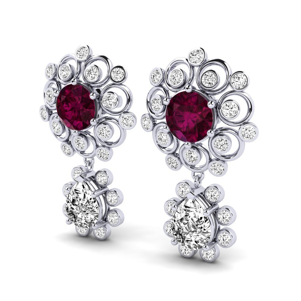 Đá Rhodolite Bông tai nữ Akulina