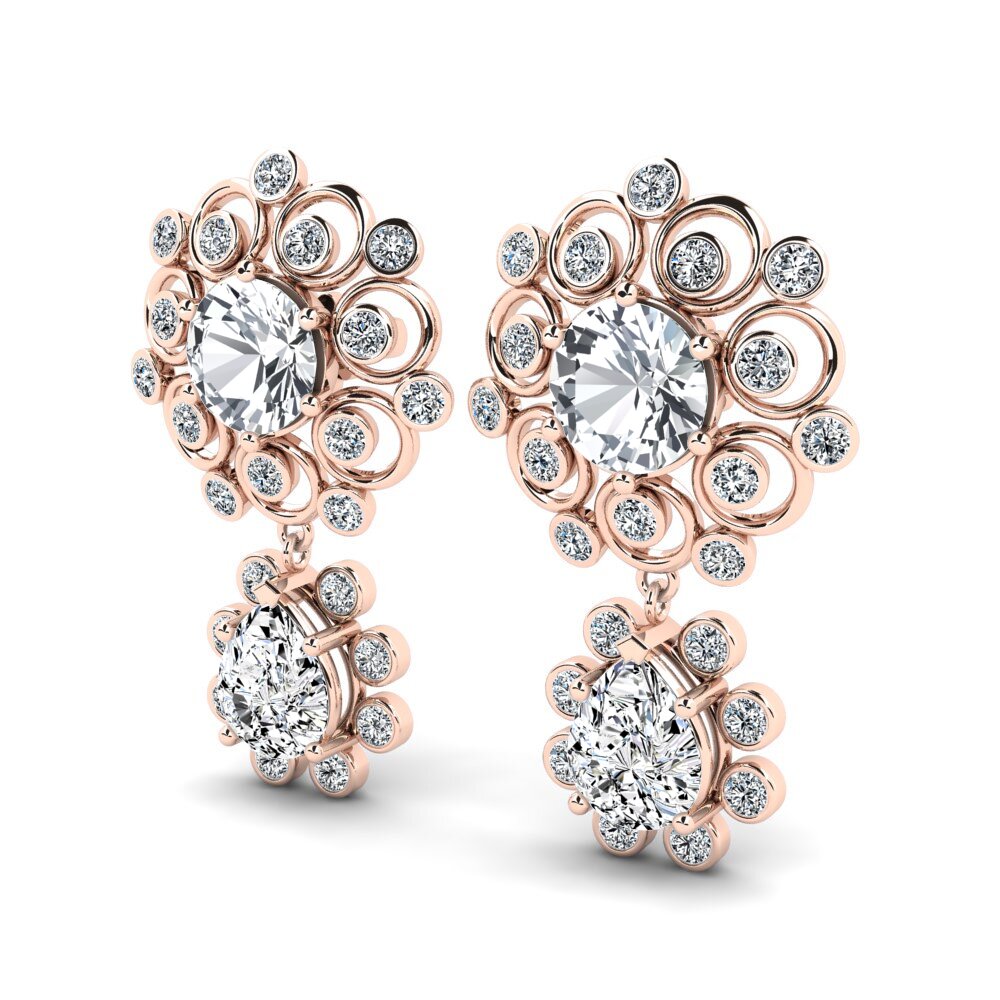 14k Oro Rosa Circón Blanco Pendiente de mujer Akulina