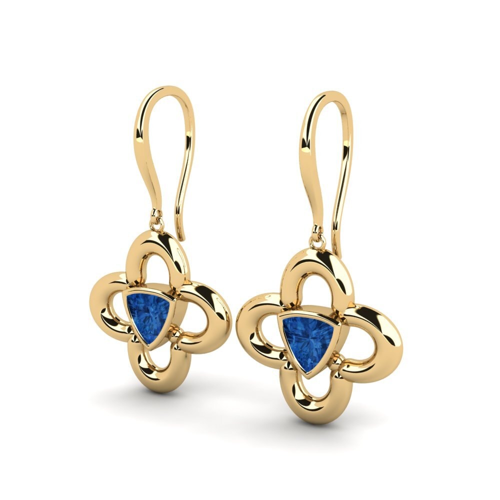 Trillion Dark Blue Zirconia Women's Earring Alahuear