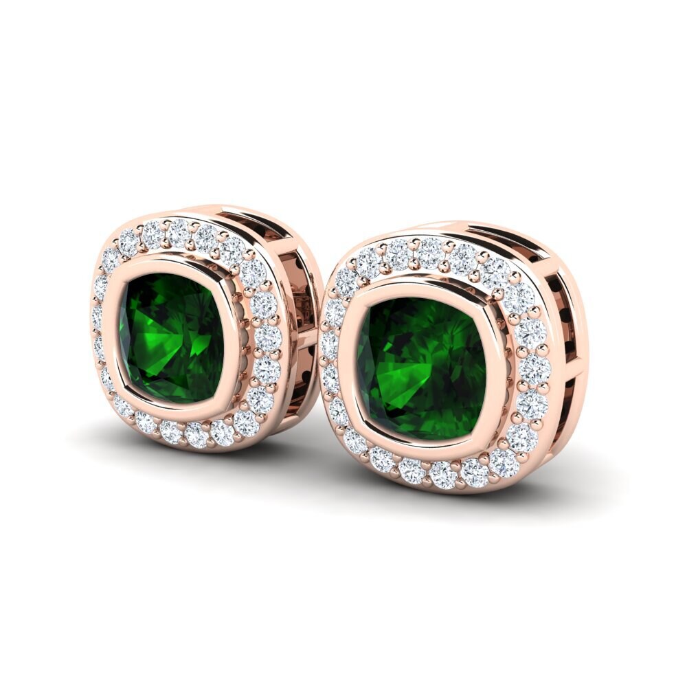 18ct Rose Gold Green Tourmaline Women's Earring Alangoya